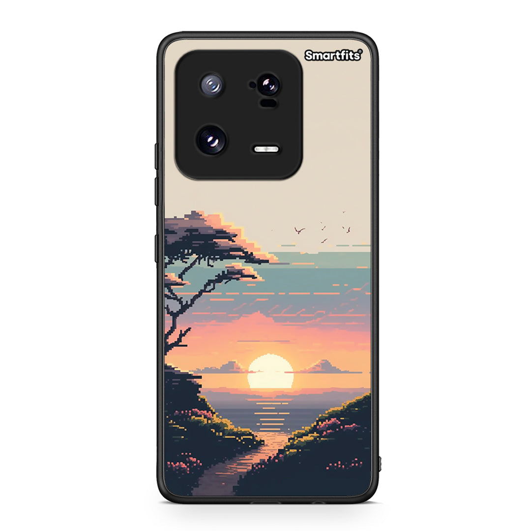 Θήκη Xiaomi 13 Pro Pixel Sunset από τη Smartfits με σχέδιο στο πίσω μέρος και μαύρο περίβλημα | Xiaomi 13 Pro Pixel Sunset Case with Colorful Back and Black Bezels