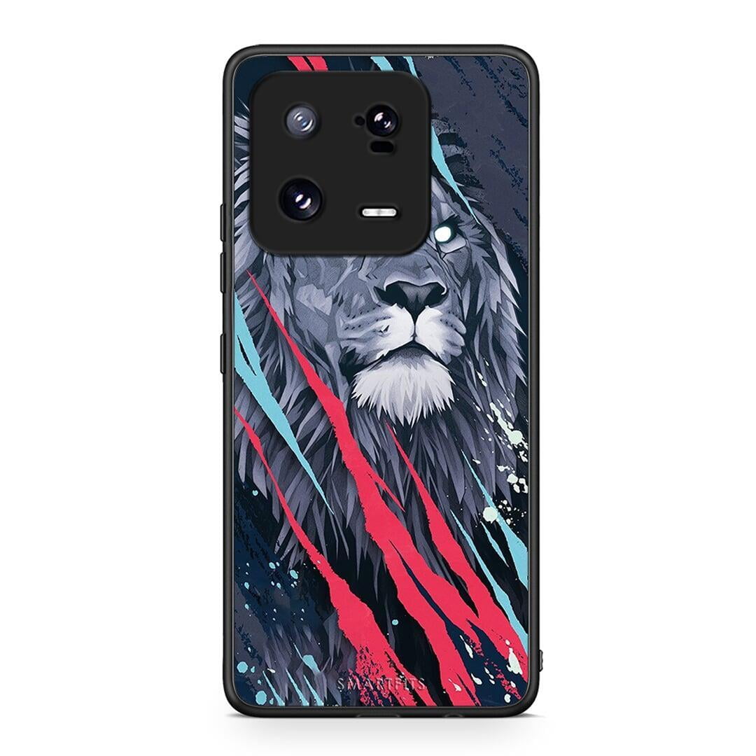 Θήκη Xiaomi 13 PopArt Lion Designer από τη Smartfits με σχέδιο στο πίσω μέρος και μαύρο περίβλημα | Xiaomi 13 PopArt Lion Designer Case with Colorful Back and Black Bezels