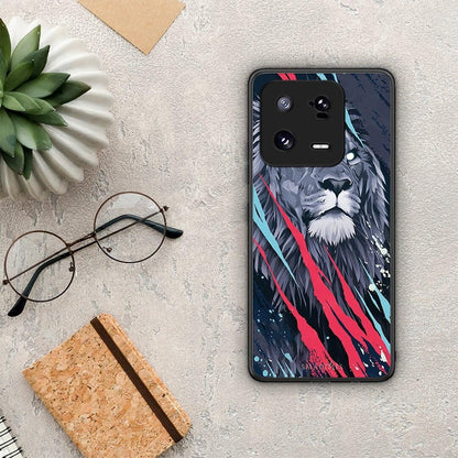 Θήκη Xiaomi 13 Pro PopArt Lion Designer από τη Smartfits με σχέδιο στο πίσω μέρος και μαύρο περίβλημα | Xiaomi 13 Pro PopArt Lion Designer Case with Colorful Back and Black Bezels