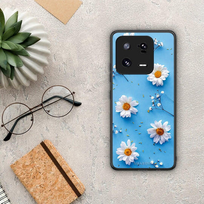 Θήκη Xiaomi 13 Pro Real Daisies από τη Smartfits με σχέδιο στο πίσω μέρος και μαύρο περίβλημα | Xiaomi 13 Pro Real Daisies Case with Colorful Back and Black Bezels