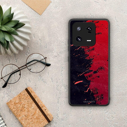 Θήκη Xiaomi 13 Red Paint από τη Smartfits με σχέδιο στο πίσω μέρος και μαύρο περίβλημα | Xiaomi 13 Red Paint Case with Colorful Back and Black Bezels