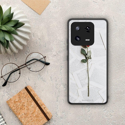 Θήκη Xiaomi 13 Pro Red Rose από τη Smartfits με σχέδιο στο πίσω μέρος και μαύρο περίβλημα | Xiaomi 13 Pro Red Rose Case with Colorful Back and Black Bezels