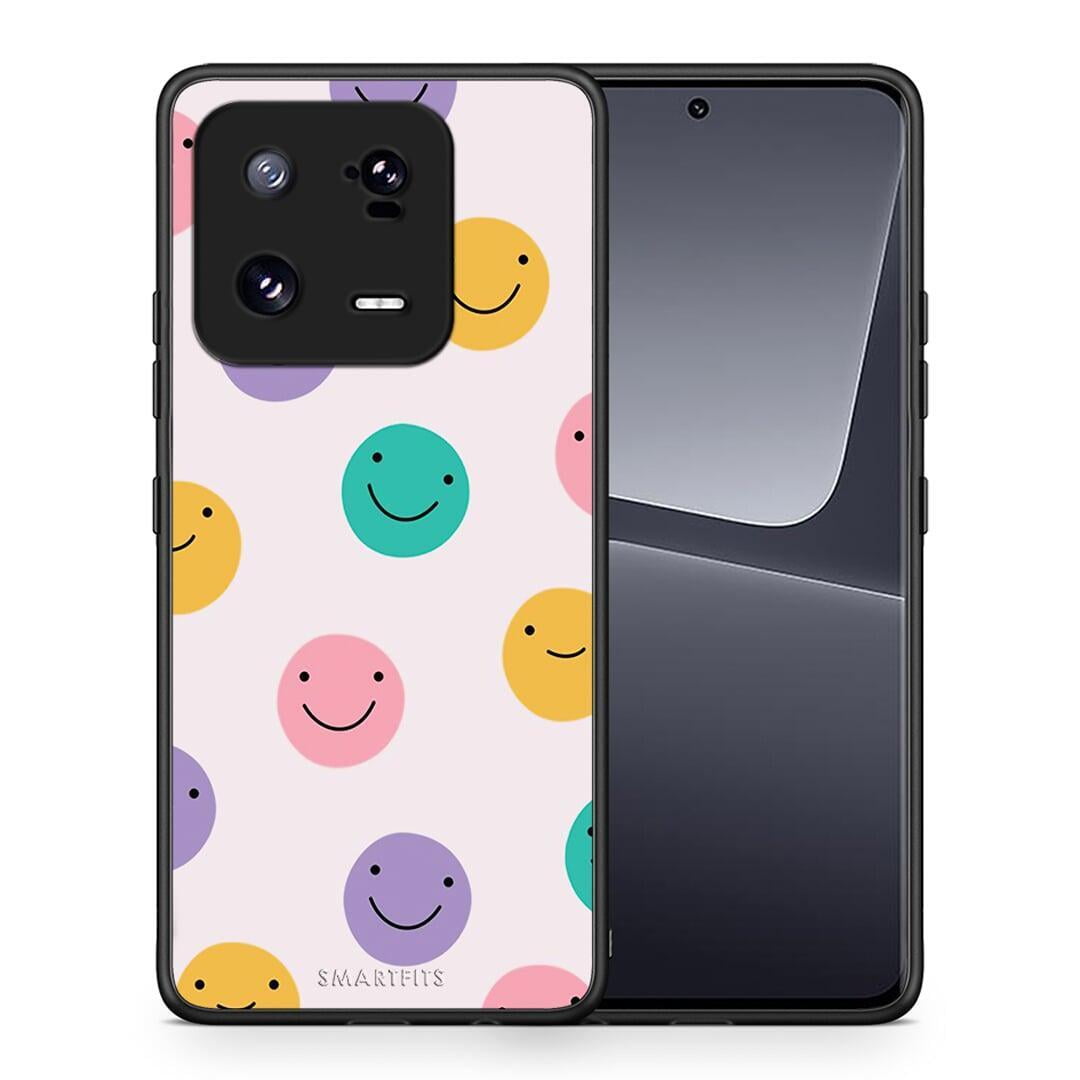 Θήκη Xiaomi 13 Pro Smiley Faces από τη Smartfits με σχέδιο στο πίσω μέρος και μαύρο περίβλημα | Xiaomi 13 Pro Smiley Faces Case with Colorful Back and Black Bezels