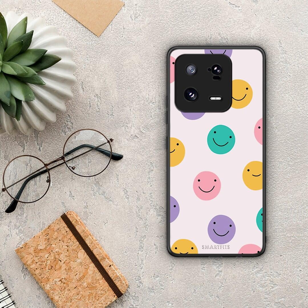Θήκη Xiaomi 13 Pro Smiley Faces από τη Smartfits με σχέδιο στο πίσω μέρος και μαύρο περίβλημα | Xiaomi 13 Pro Smiley Faces Case with Colorful Back and Black Bezels
