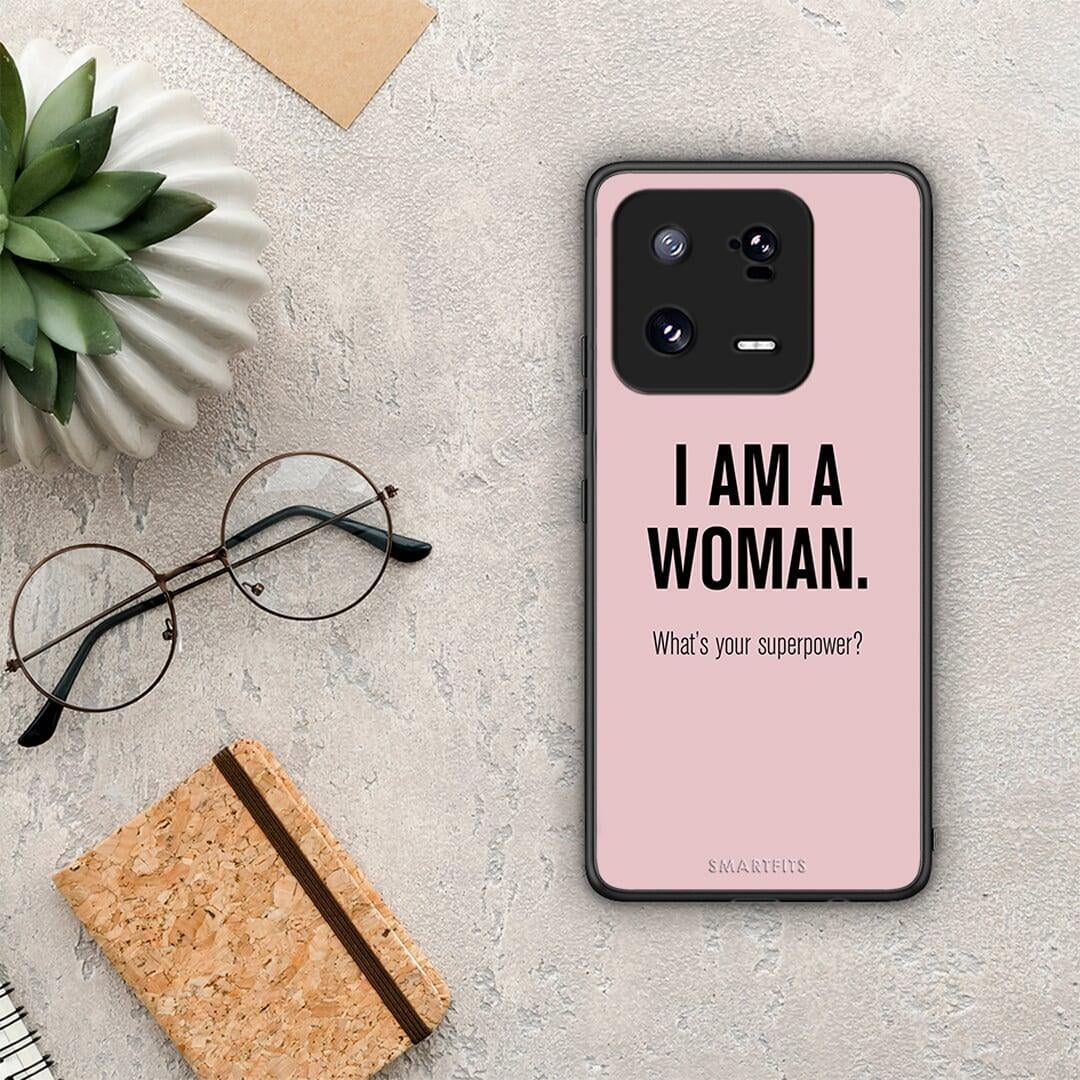 Θήκη Xiaomi 13 Superpower Woman από τη Smartfits με σχέδιο στο πίσω μέρος και μαύρο περίβλημα | Xiaomi 13 Superpower Woman Case with Colorful Back and Black Bezels