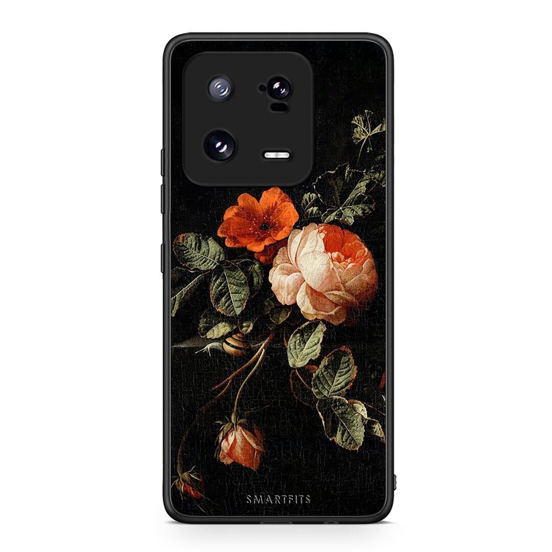 Θήκη Xiaomi 13 Vintage Roses από τη Smartfits με σχέδιο στο πίσω μέρος και μαύρο περίβλημα | Xiaomi 13 Vintage Roses Case with Colorful Back and Black Bezels