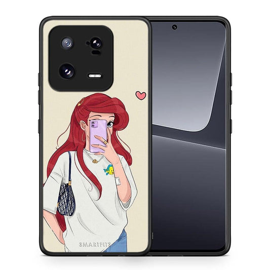 Θήκη Xiaomi 13 Walking Mermaid από τη Smartfits με σχέδιο στο πίσω μέρος και μαύρο περίβλημα | Xiaomi 13 Walking Mermaid Case with Colorful Back and Black Bezels