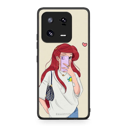 Θήκη Xiaomi 13 Walking Mermaid από τη Smartfits με σχέδιο στο πίσω μέρος και μαύρο περίβλημα | Xiaomi 13 Walking Mermaid Case with Colorful Back and Black Bezels