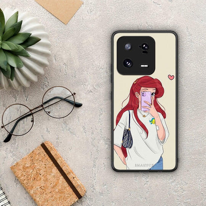 Θήκη Xiaomi 13 Walking Mermaid από τη Smartfits με σχέδιο στο πίσω μέρος και μαύρο περίβλημα | Xiaomi 13 Walking Mermaid Case with Colorful Back and Black Bezels