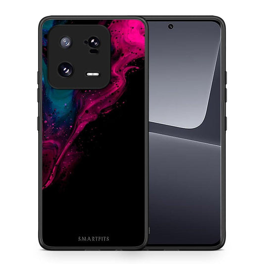 Θήκη Xiaomi 13 Pro Watercolor Pink Black από τη Smartfits με σχέδιο στο πίσω μέρος και μαύρο περίβλημα | Xiaomi 13 Pro Watercolor Pink Black Case with Colorful Back and Black Bezels