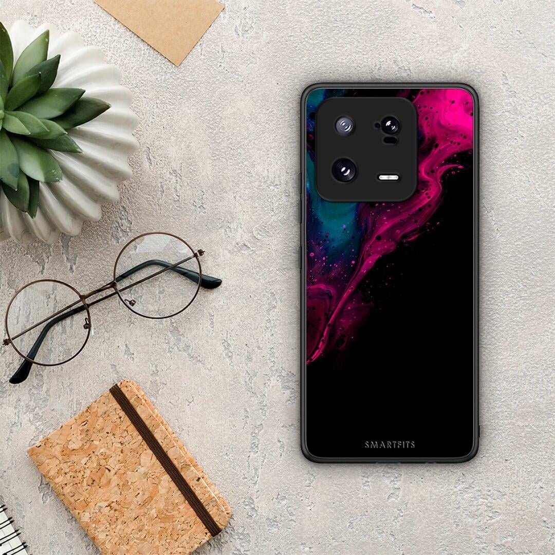 Θήκη Xiaomi 13 Watercolor Pink Black από τη Smartfits με σχέδιο στο πίσω μέρος και μαύρο περίβλημα | Xiaomi 13 Watercolor Pink Black Case with Colorful Back and Black Bezels