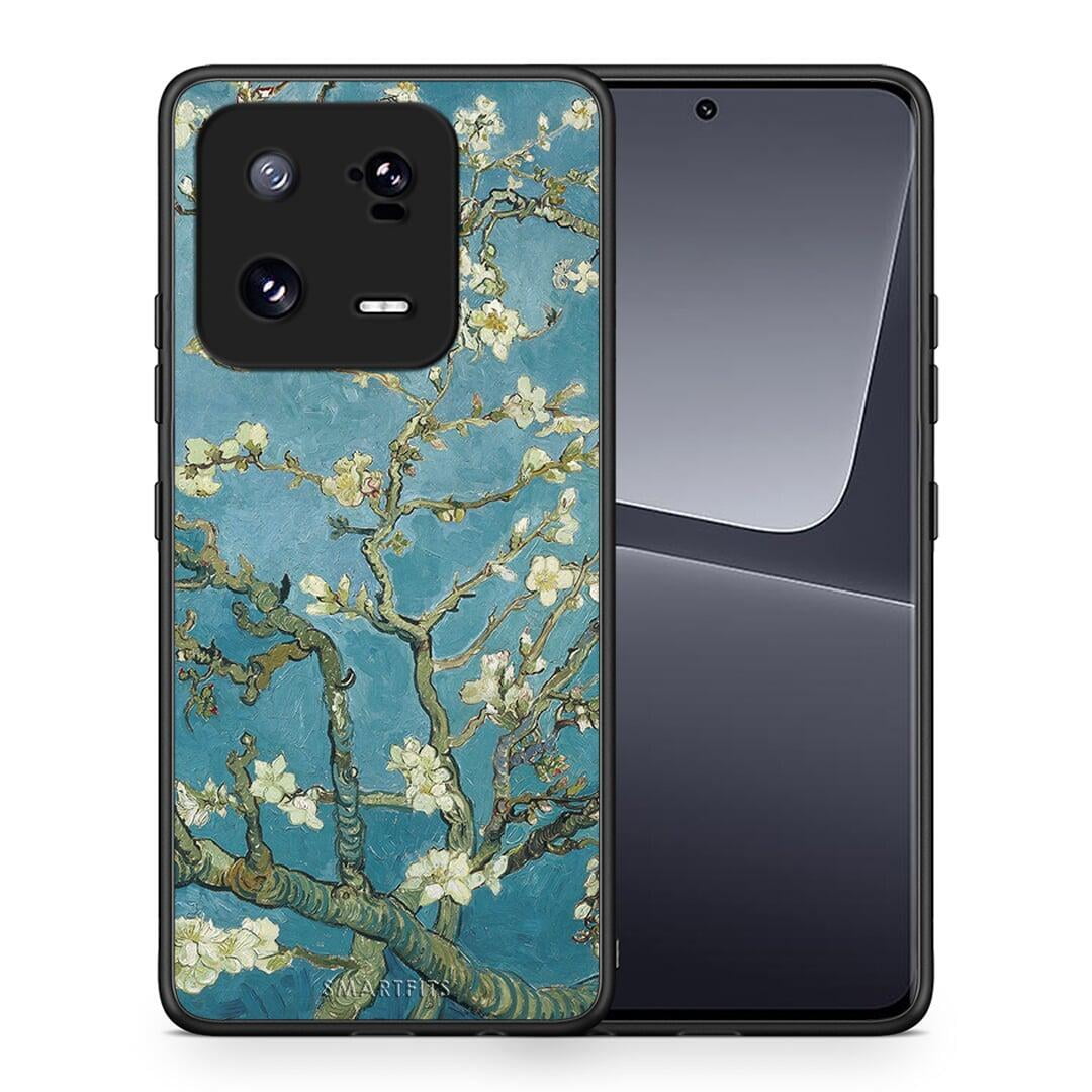 Θήκη Xiaomi 13 White Blossoms από τη Smartfits με σχέδιο στο πίσω μέρος και μαύρο περίβλημα | Xiaomi 13 White Blossoms Case with Colorful Back and Black Bezels