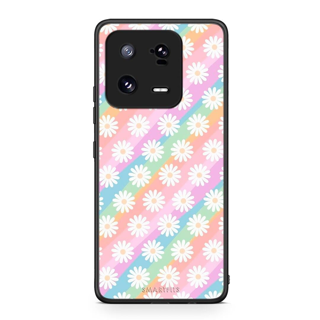 Θήκη Xiaomi 13 White Daisies από τη Smartfits με σχέδιο στο πίσω μέρος και μαύρο περίβλημα | Xiaomi 13 White Daisies Case with Colorful Back and Black Bezels