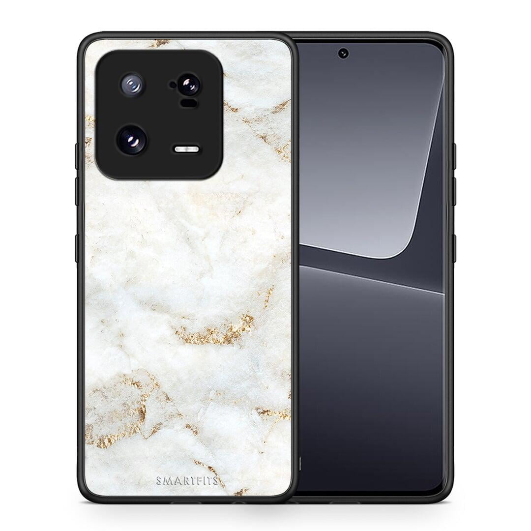 Θήκη Xiaomi 13 White Gold Marble από τη Smartfits με σχέδιο στο πίσω μέρος και μαύρο περίβλημα | Xiaomi 13 White Gold Marble Case with Colorful Back and Black Bezels