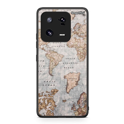 Θήκη Xiaomi 13 Pro World Map από τη Smartfits με σχέδιο στο πίσω μέρος και μαύρο περίβλημα | Xiaomi 13 Pro World Map Case with Colorful Back and Black Bezels