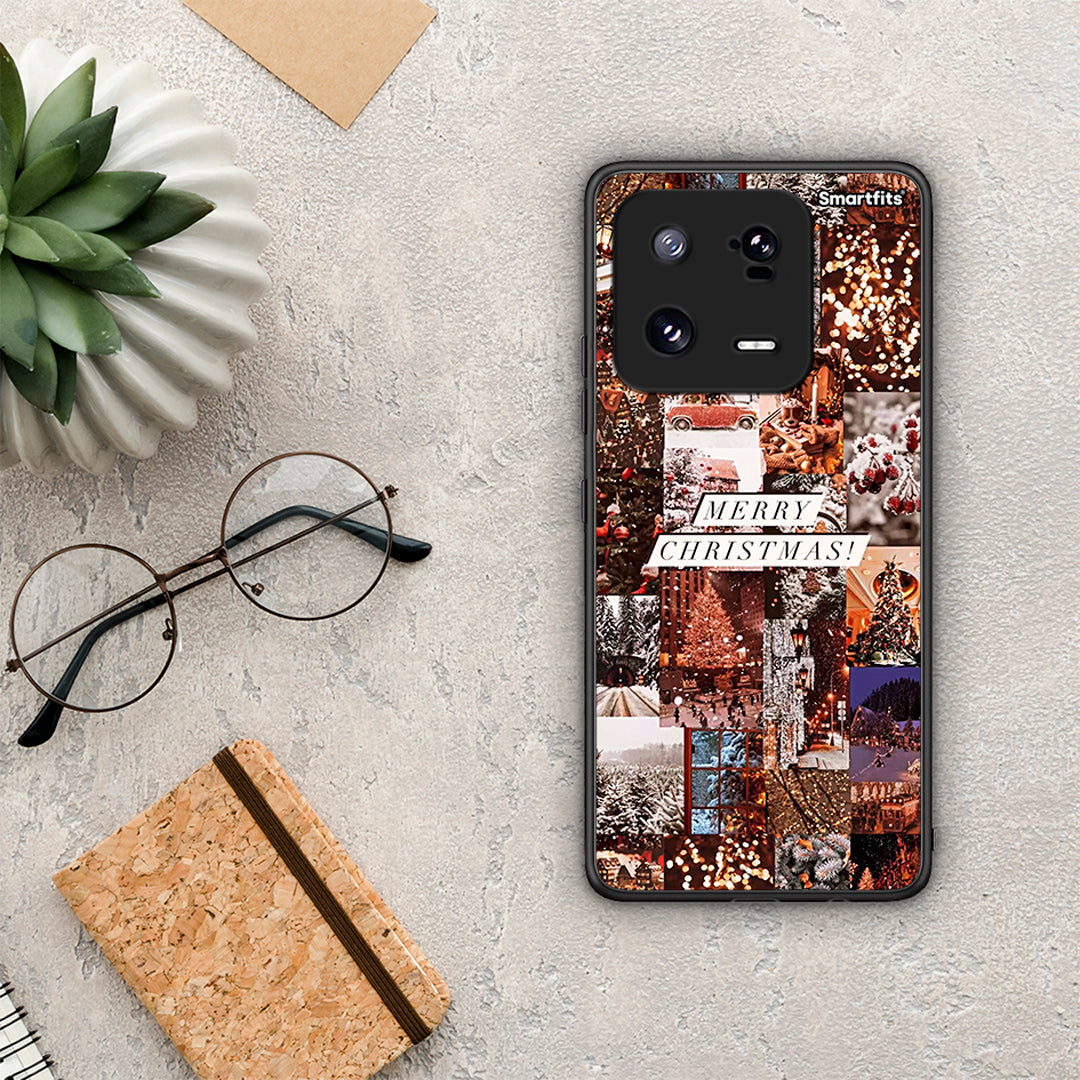 Θήκη Xiaomi 13 Xmas Collage από τη Smartfits με σχέδιο στο πίσω μέρος και μαύρο περίβλημα | Xiaomi 13 Xmas Collage Case with Colorful Back and Black Bezels