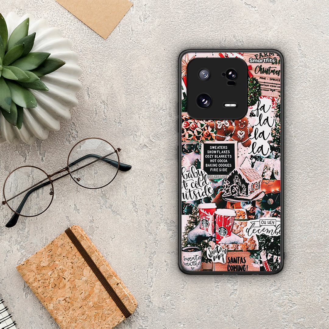Θήκη Xiaomi 13 Xmas Habbits από τη Smartfits με σχέδιο στο πίσω μέρος και μαύρο περίβλημα | Xiaomi 13 Xmas Habbits Case with Colorful Back and Black Bezels