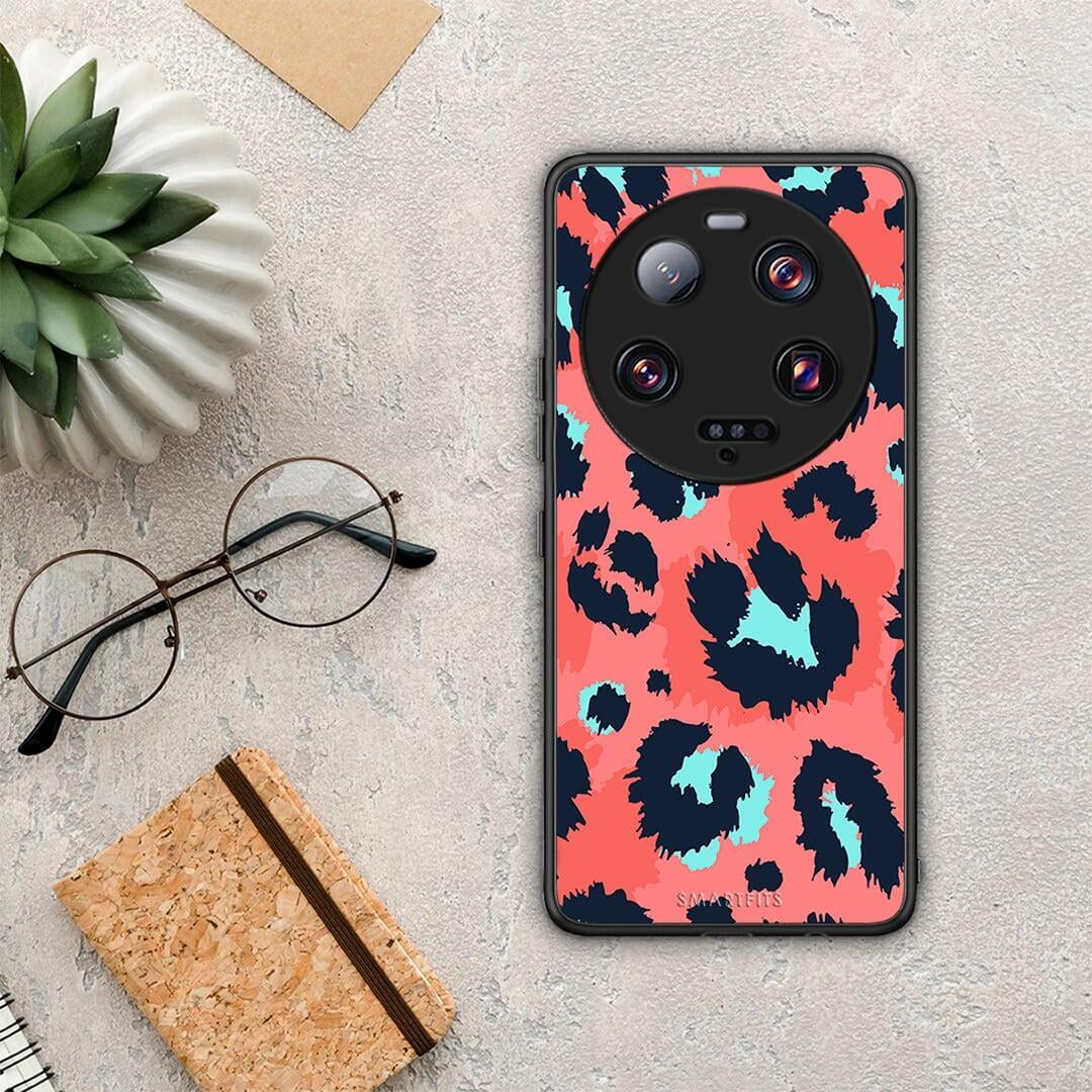 Θήκη Xiaomi 13 Ultra Animal Pink Leopard από τη Smartfits με σχέδιο στο πίσω μέρος και μαύρο περίβλημα | Xiaomi 13 Ultra Animal Pink Leopard Case with Colorful Back and Black Bezels