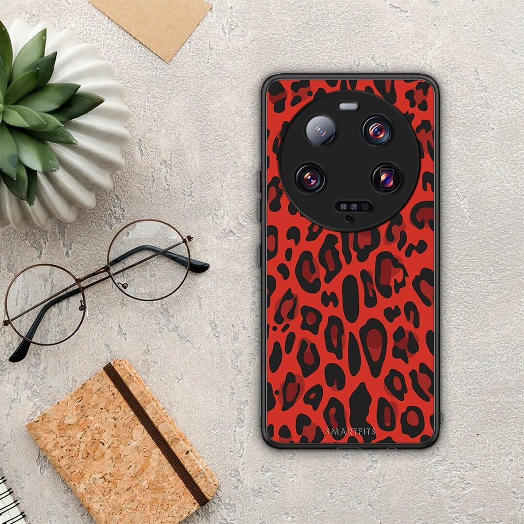 Θήκη Xiaomi 13 Ultra Animal Red Leopard από τη Smartfits με σχέδιο στο πίσω μέρος και μαύρο περίβλημα | Xiaomi 13 Ultra Animal Red Leopard Case with Colorful Back and Black Bezels