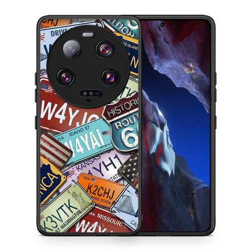 Θήκη Xiaomi 13 Ultra Car Plates από τη Smartfits με σχέδιο στο πίσω μέρος και μαύρο περίβλημα | Xiaomi 13 Ultra Car Plates Case with Colorful Back and Black Bezels