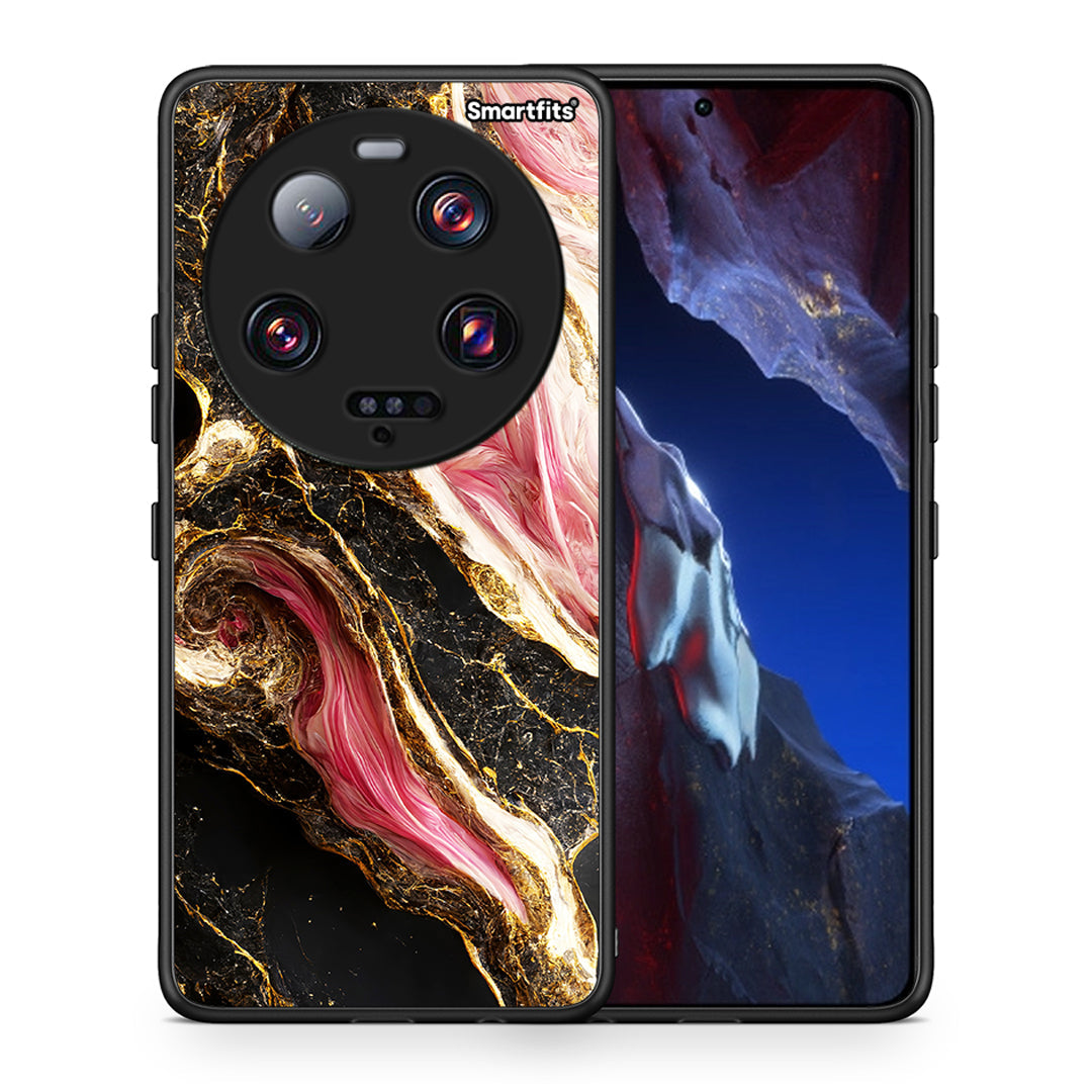 Θήκη Xiaomi 13 Ultra Glamorous Pink Marble από τη Smartfits με σχέδιο στο πίσω μέρος και μαύρο περίβλημα | Xiaomi 13 Ultra Glamorous Pink Marble Case with Colorful Back and Black Bezels