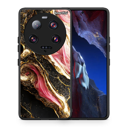 Θήκη Xiaomi 13 Ultra Glamorous Pink Marble από τη Smartfits με σχέδιο στο πίσω μέρος και μαύρο περίβλημα | Xiaomi 13 Ultra Glamorous Pink Marble Case with Colorful Back and Black Bezels