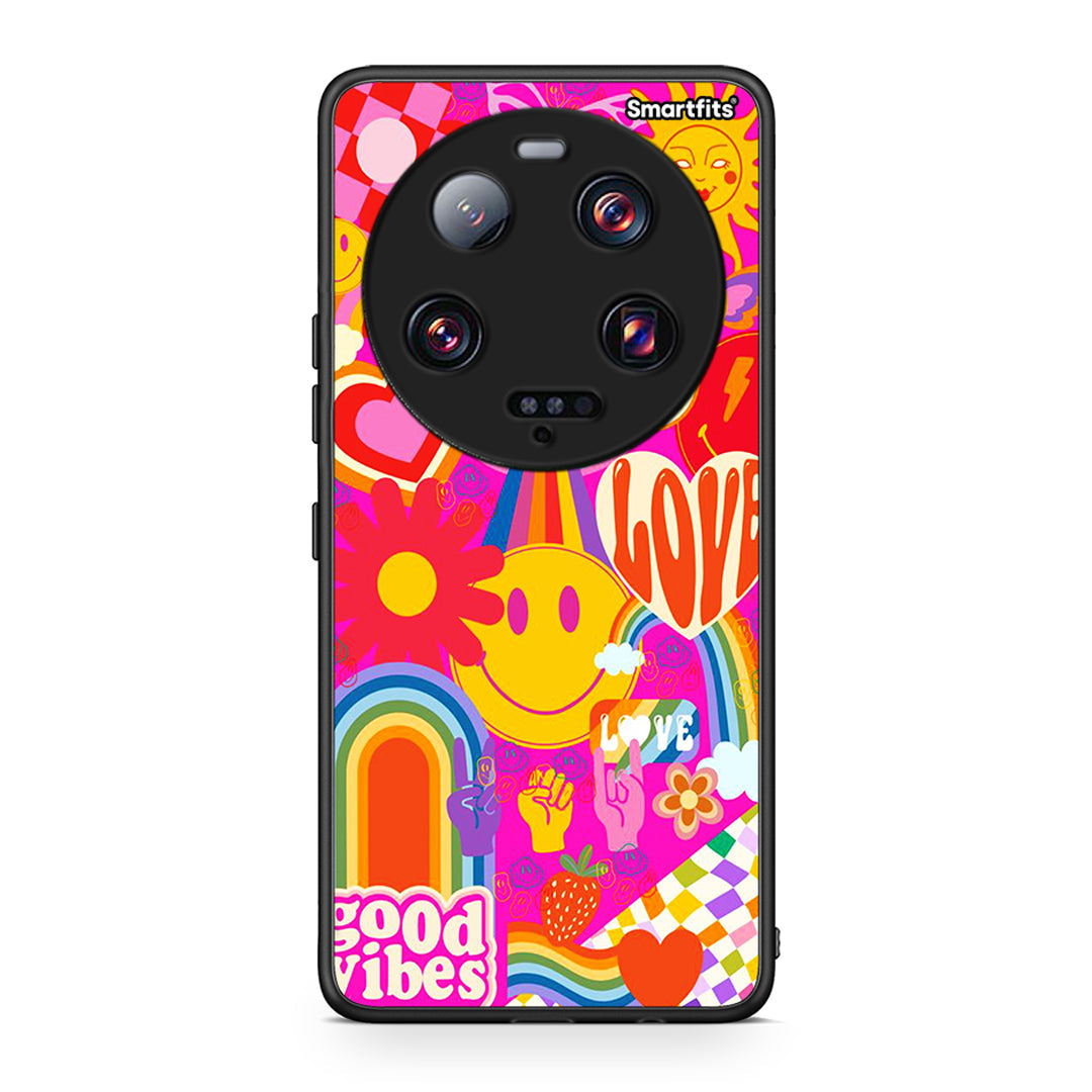 Θήκη Xiaomi 13 Ultra Hippie Love από τη Smartfits με σχέδιο στο πίσω μέρος και μαύρο περίβλημα | Xiaomi 13 Ultra Hippie Love Case with Colorful Back and Black Bezels
