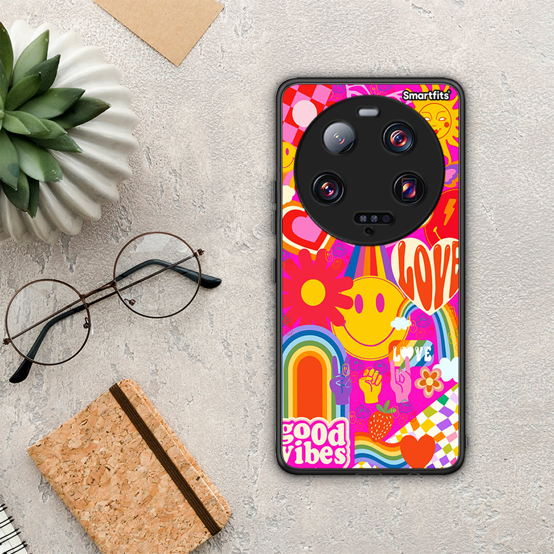 Θήκη Xiaomi 13 Ultra Hippie Love από τη Smartfits με σχέδιο στο πίσω μέρος και μαύρο περίβλημα | Xiaomi 13 Ultra Hippie Love Case with Colorful Back and Black Bezels