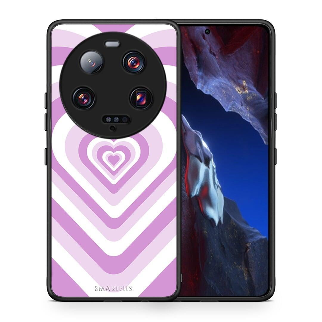 Θήκη Xiaomi 13 Ultra Lilac Hearts από τη Smartfits με σχέδιο στο πίσω μέρος και μαύρο περίβλημα | Xiaomi 13 Ultra Lilac Hearts Case with Colorful Back and Black Bezels