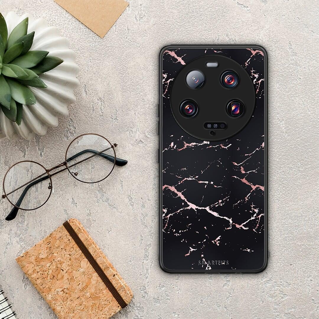 Θήκη Xiaomi 13 Ultra Marble Black Rosegold από τη Smartfits με σχέδιο στο πίσω μέρος και μαύρο περίβλημα | Xiaomi 13 Ultra Marble Black Rosegold Case with Colorful Back and Black Bezels