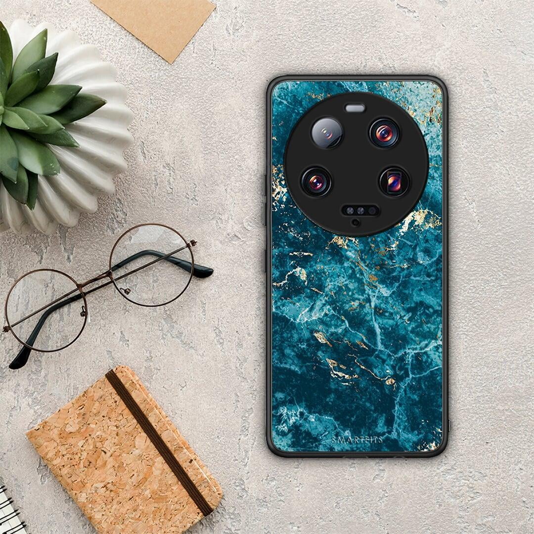 Θήκη Xiaomi 13 Ultra Marble Blue από τη Smartfits με σχέδιο στο πίσω μέρος και μαύρο περίβλημα | Xiaomi 13 Ultra Marble Blue Case with Colorful Back and Black Bezels