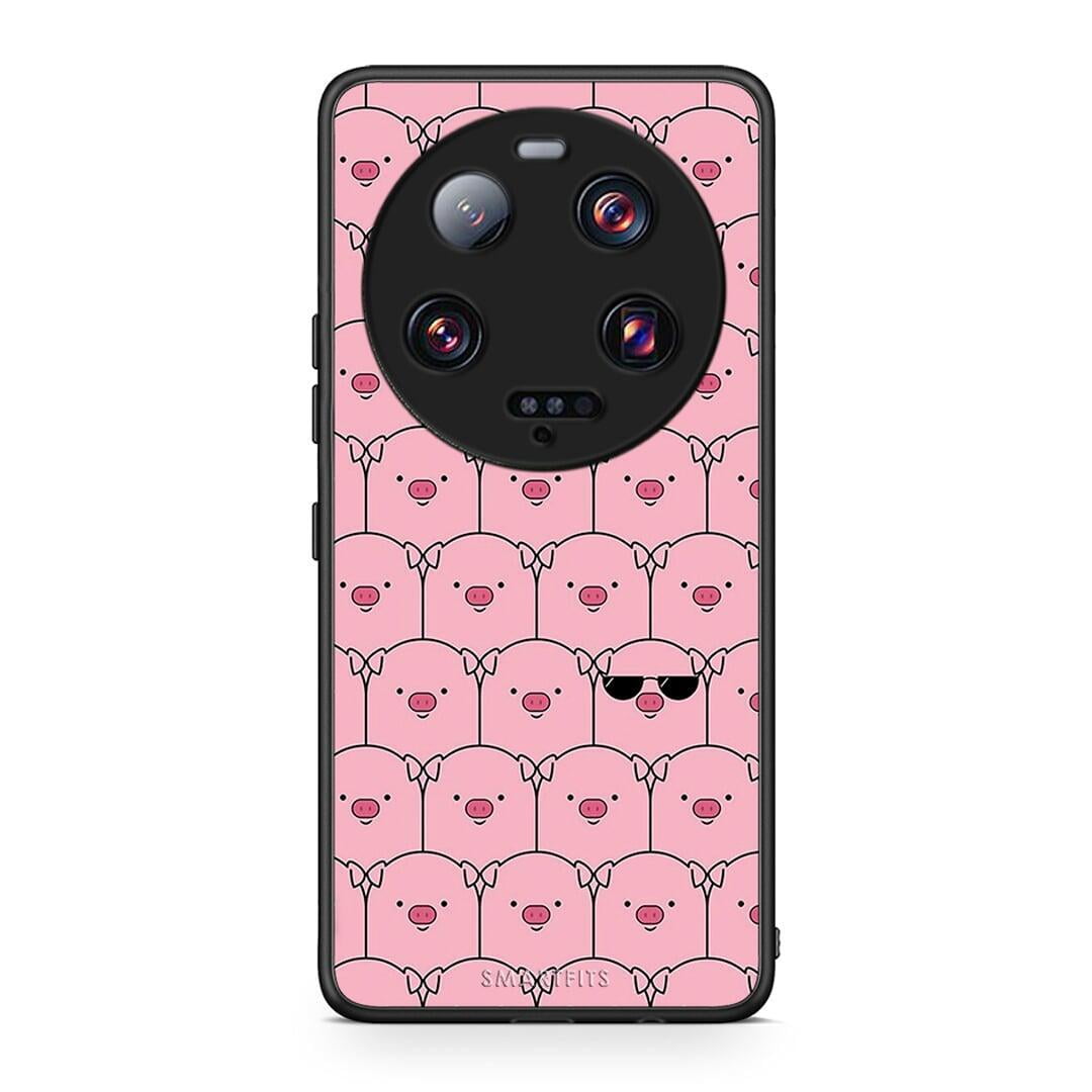 Θήκη Xiaomi 13 Ultra Pig Glasses από τη Smartfits με σχέδιο στο πίσω μέρος και μαύρο περίβλημα | Xiaomi 13 Ultra Pig Glasses Case with Colorful Back and Black Bezels
