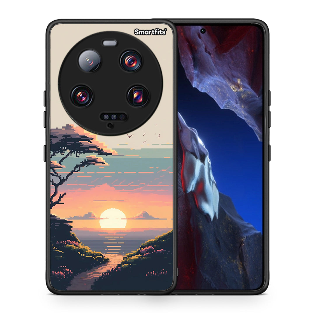 Θήκη Xiaomi 13 Ultra Pixel Sunset από τη Smartfits με σχέδιο στο πίσω μέρος και μαύρο περίβλημα | Xiaomi 13 Ultra Pixel Sunset Case with Colorful Back and Black Bezels