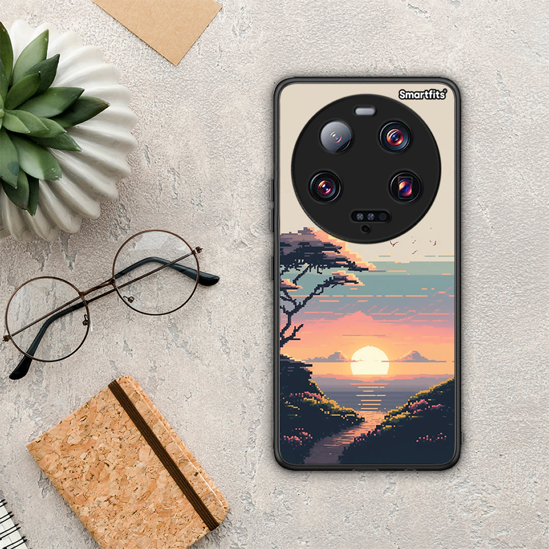 Θήκη Xiaomi 13 Ultra Pixel Sunset από τη Smartfits με σχέδιο στο πίσω μέρος και μαύρο περίβλημα | Xiaomi 13 Ultra Pixel Sunset Case with Colorful Back and Black Bezels