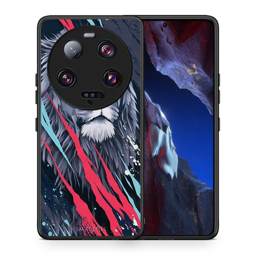 Θήκη Xiaomi 13 Ultra PopArt Lion Designer από τη Smartfits με σχέδιο στο πίσω μέρος και μαύρο περίβλημα | Xiaomi 13 Ultra PopArt Lion Designer Case with Colorful Back and Black Bezels