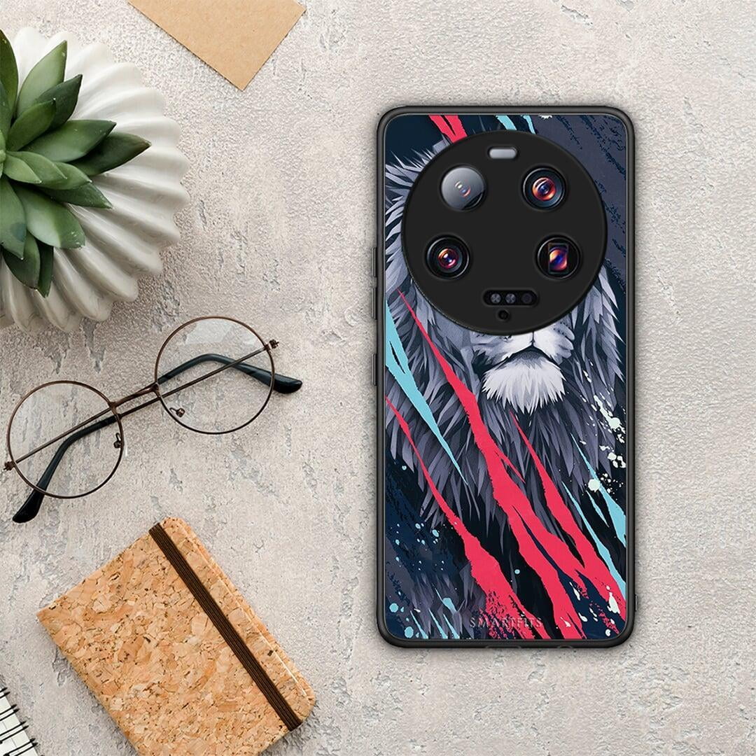 Θήκη Xiaomi 13 Ultra PopArt Lion Designer από τη Smartfits με σχέδιο στο πίσω μέρος και μαύρο περίβλημα | Xiaomi 13 Ultra PopArt Lion Designer Case with Colorful Back and Black Bezels