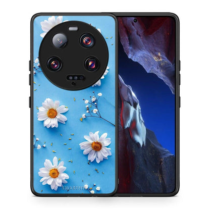 Θήκη Xiaomi 13 Ultra Real Daisies από τη Smartfits με σχέδιο στο πίσω μέρος και μαύρο περίβλημα | Xiaomi 13 Ultra Real Daisies Case with Colorful Back and Black Bezels