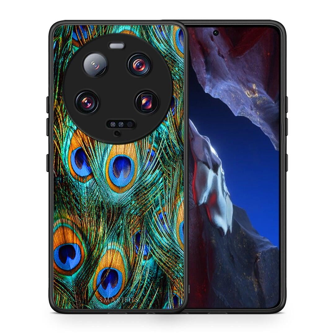 Θήκη Xiaomi 13 Ultra Real Peacock Feathers από τη Smartfits με σχέδιο στο πίσω μέρος και μαύρο περίβλημα | Xiaomi 13 Ultra Real Peacock Feathers Case with Colorful Back and Black Bezels