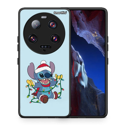 Θήκη Xiaomi 13 Ultra Santa Stich από τη Smartfits με σχέδιο στο πίσω μέρος και μαύρο περίβλημα | Xiaomi 13 Ultra Santa Stich Case with Colorful Back and Black Bezels