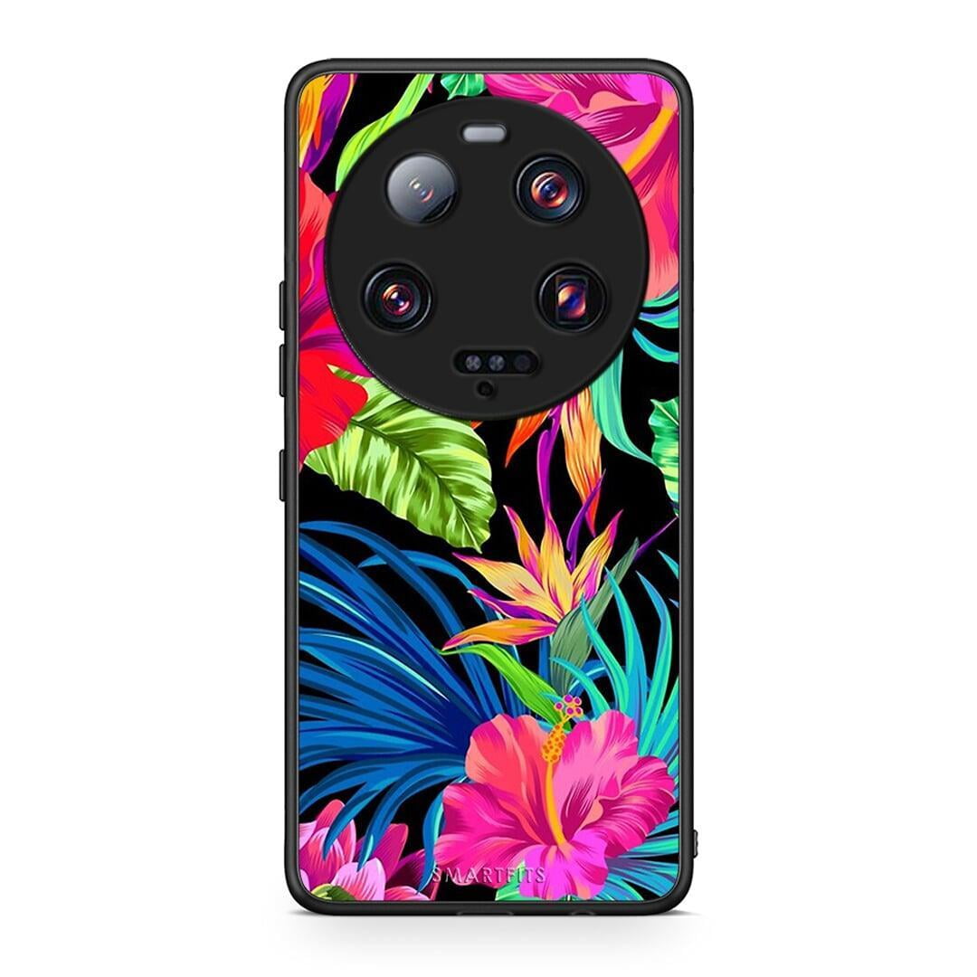 Θήκη Xiaomi 13 Ultra Tropical Flowers από τη Smartfits με σχέδιο στο πίσω μέρος και μαύρο περίβλημα | Xiaomi 13 Ultra Tropical Flowers Case with Colorful Back and Black Bezels