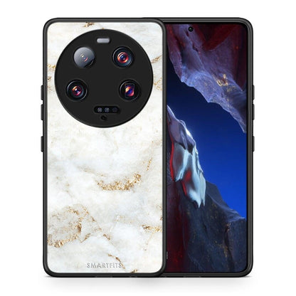 Θήκη Xiaomi 13 Ultra White Gold Marble από τη Smartfits με σχέδιο στο πίσω μέρος και μαύρο περίβλημα | Xiaomi 13 Ultra White Gold Marble Case with Colorful Back and Black Bezels