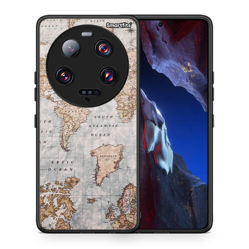 Θήκη Xiaomi 13 Ultra World Map από τη Smartfits με σχέδιο στο πίσω μέρος και μαύρο περίβλημα | Xiaomi 13 Ultra World Map Case with Colorful Back and Black Bezels