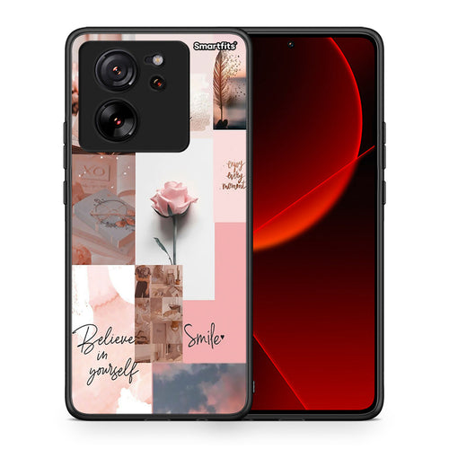 Θήκη Xiaomi 13T Aesthetic Collage από τη Smartfits με σχέδιο στο πίσω μέρος και μαύρο περίβλημα | Xiaomi 13T Aesthetic Collage case with colorful back and black bezels