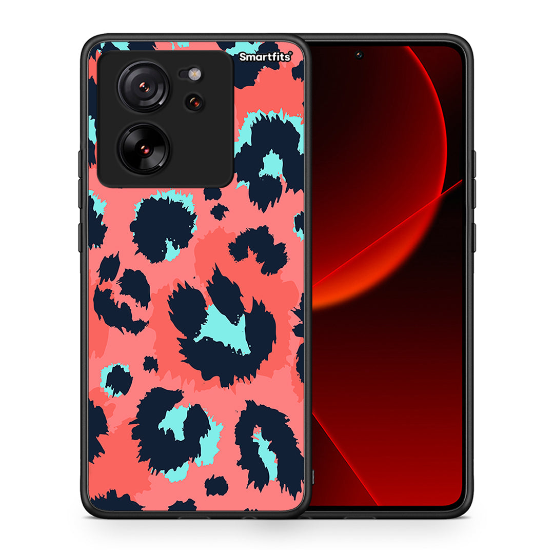 Θήκη Xiaomi 13T Pink Leopard Animal από τη Smartfits με σχέδιο στο πίσω μέρος και μαύρο περίβλημα | Xiaomi 13T Pink Leopard Animal case with colorful back and black bezels