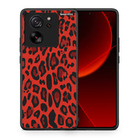 Thumbnail for Θήκη Xiaomi 13T Red Leopard Animal από τη Smartfits με σχέδιο στο πίσω μέρος και μαύρο περίβλημα | Xiaomi 13T Red Leopard Animal case with colorful back and black bezels