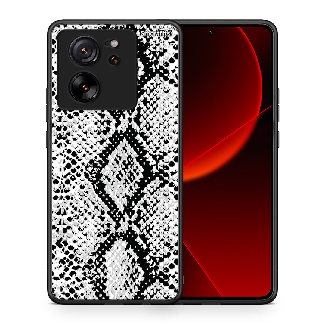Θήκη Xiaomi 13T White Snake Animal από τη Smartfits με σχέδιο στο πίσω μέρος και μαύρο περίβλημα | Xiaomi 13T White Snake Animal case with colorful back and black bezels
