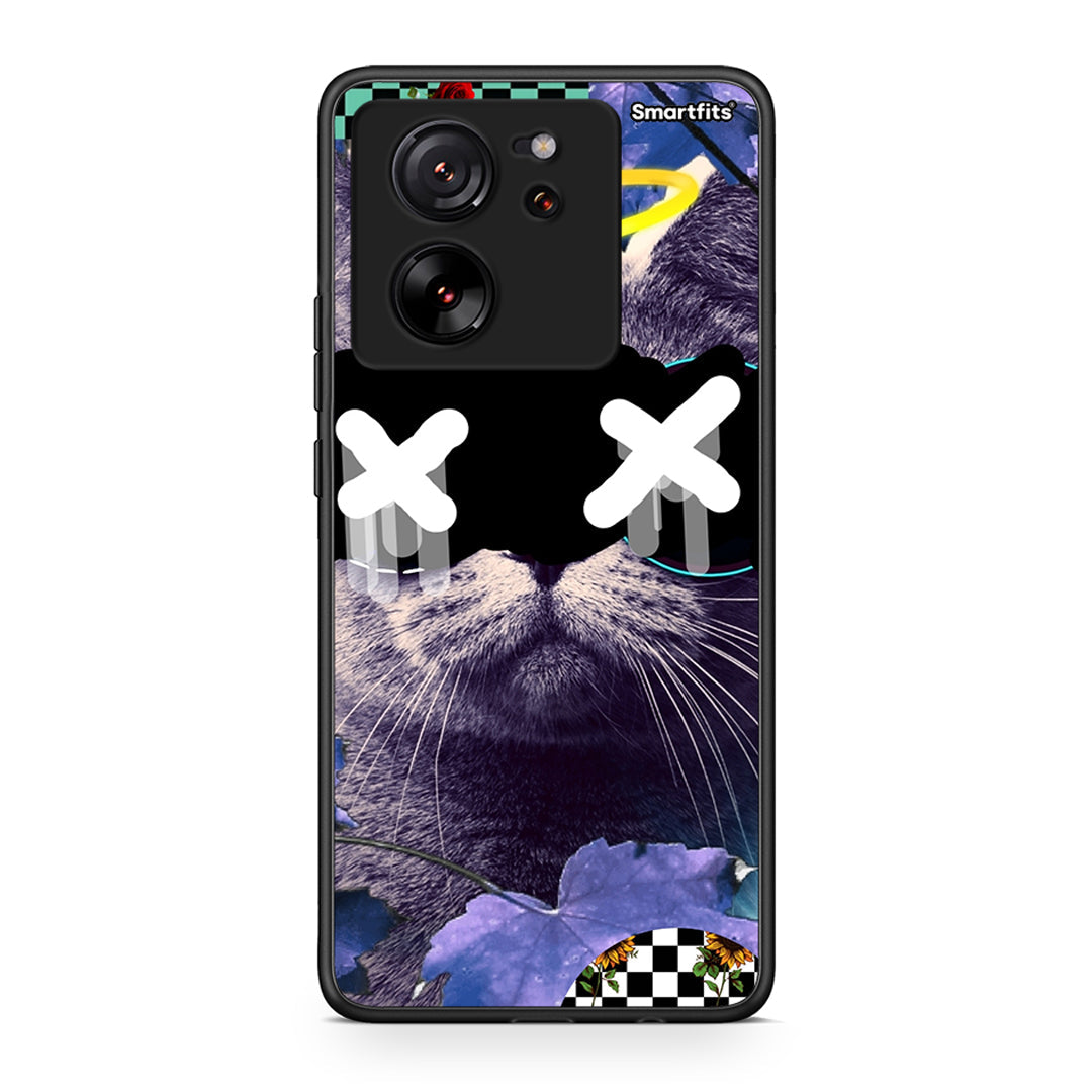 Xiaomi 13T Cat Collage θήκη από τη Smartfits με σχέδιο στο πίσω μέρος και μαύρο περίβλημα | Smartphone case with colorful back and black bezels by Smartfits