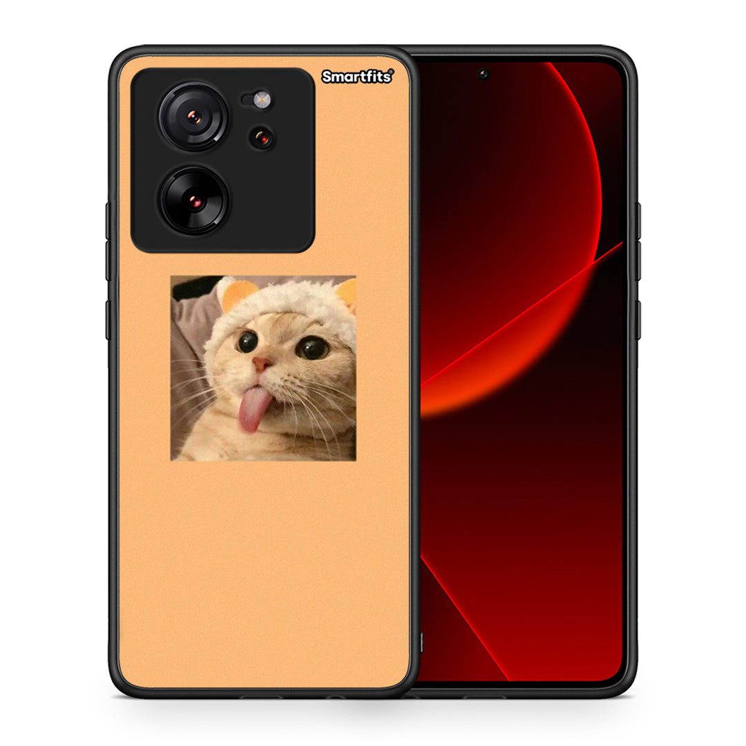 Θήκη Xiaomi 13T Cat Tongue από τη Smartfits με σχέδιο στο πίσω μέρος και μαύρο περίβλημα | Xiaomi 13T Cat Tongue case with colorful back and black bezels