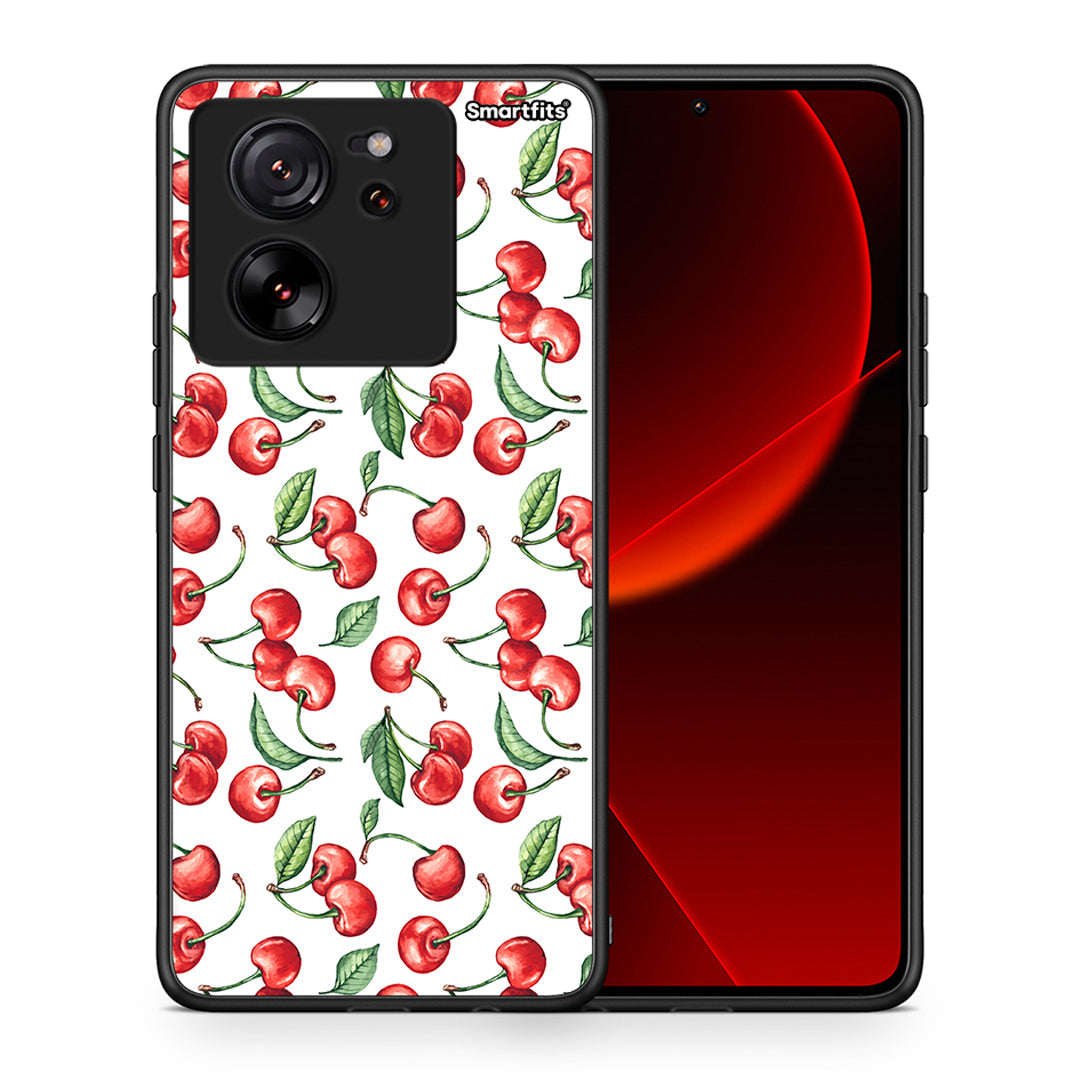 Θήκη Xiaomi 13T Cherry Summer από τη Smartfits με σχέδιο στο πίσω μέρος και μαύρο περίβλημα | Xiaomi 13T Cherry Summer case with colorful back and black bezels