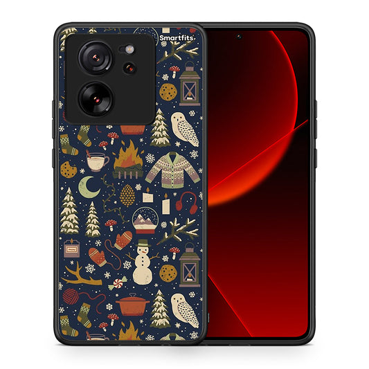 Θήκη Xiaomi 13T Christmas Elements από τη Smartfits με σχέδιο στο πίσω μέρος και μαύρο περίβλημα | Xiaomi 13T Christmas Elements case with colorful back and black bezels